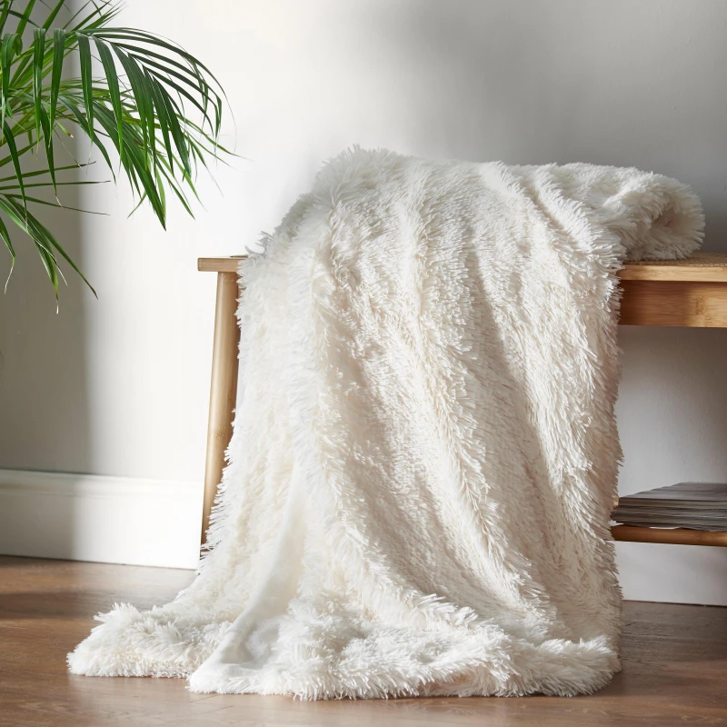 Image of Catherine Lansfield Cuddly Faux Fur 245cmx280cm Throw Cream