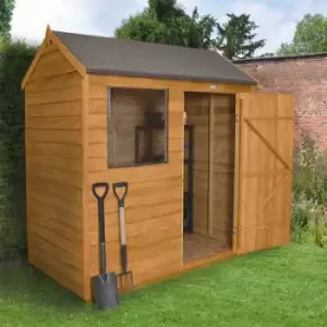 Image of 6X4 Reverse Apex Dip Treated Overlap Golden Brown Wooden Shed With Floor - Assembly Service Included