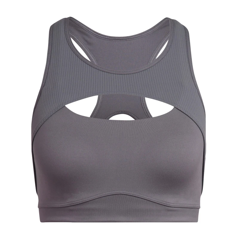Image of adidas CoreFlow Studio Medium-Support Yoga Wind Bra Womens - Grey Grey 32B