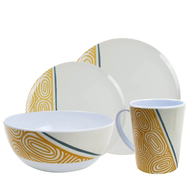 Image of Streetwize 16Pc Melamine Set Kakado - Yellow Yellow 16pcs