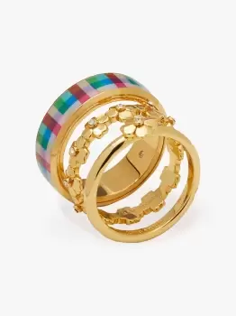 Image of Kate Spade Heritage Spade Flower Stacked Ring Set, Blue Madras Plaid, L1/2