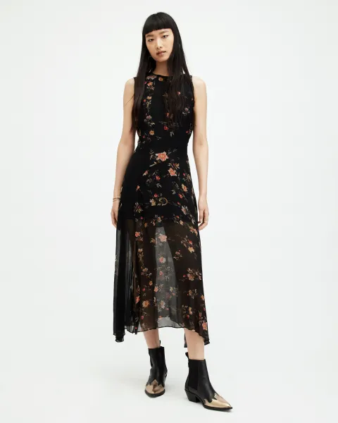 Image of AllSaints Jules Floral Tanana Print Maxi Dress
