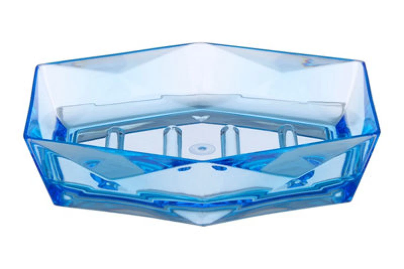 Image of Premier Housewares Dow Acrylic Soap Dish, Geometric Design Blue
