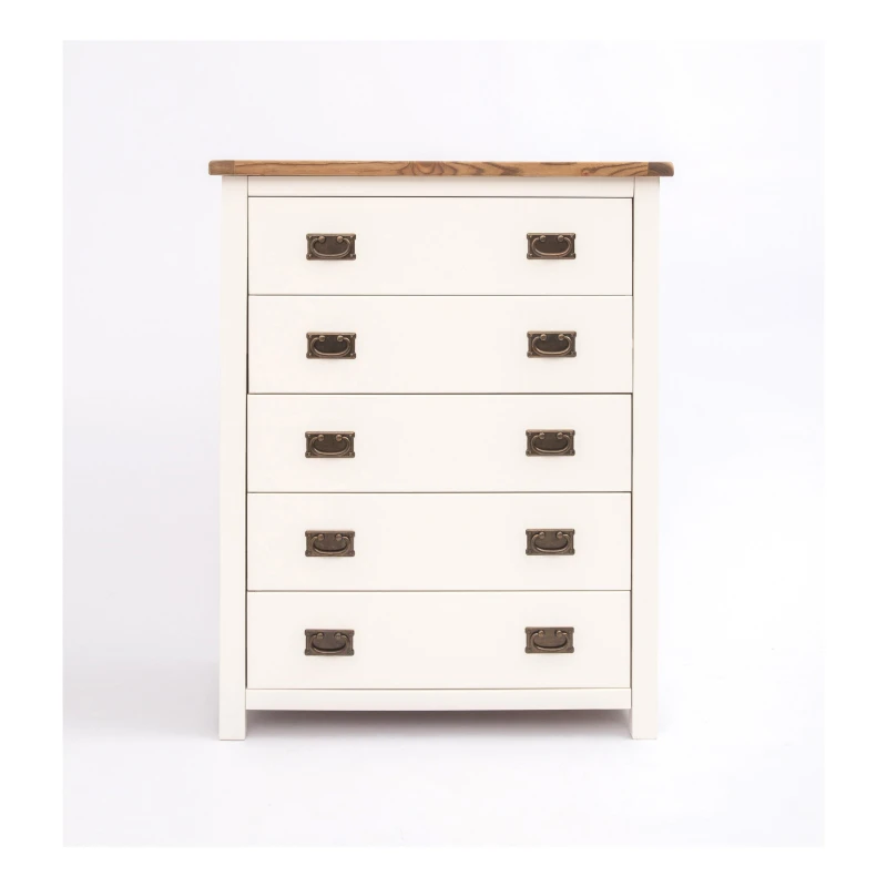 Image of Cabinet Bits Lovere 5 Drawer Chest of Drawers Bras Drop Handle in Off-White Off-White Unisex