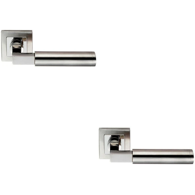 Image of Loops 2x PAIR Square Cut Mitred Bar Handle Concealed Fix Polished & Satin Steel Metallics