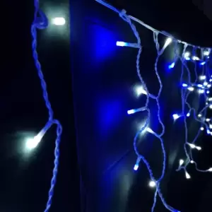 Image of 460 LED 11.5m Premier Christmas Outdoor 8 Function Icicle Lights Blue & White