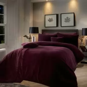 Image of Soiree Natasha Cosy Faux Fur Teddy Fleece Duvet Cover Set, Damson, King