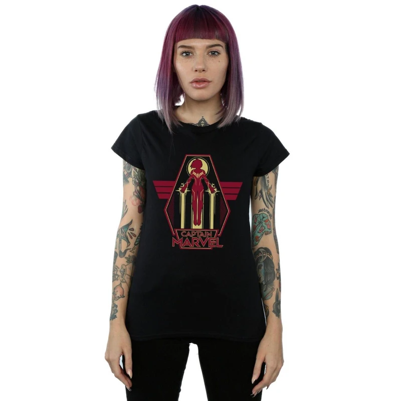 Image of Marvel Captain Flying Warrior Cotton T-Shirt Black female