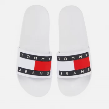 Image of Tommy Jeans Womens Flag Pool Slide Sandals - White - UK 6.5