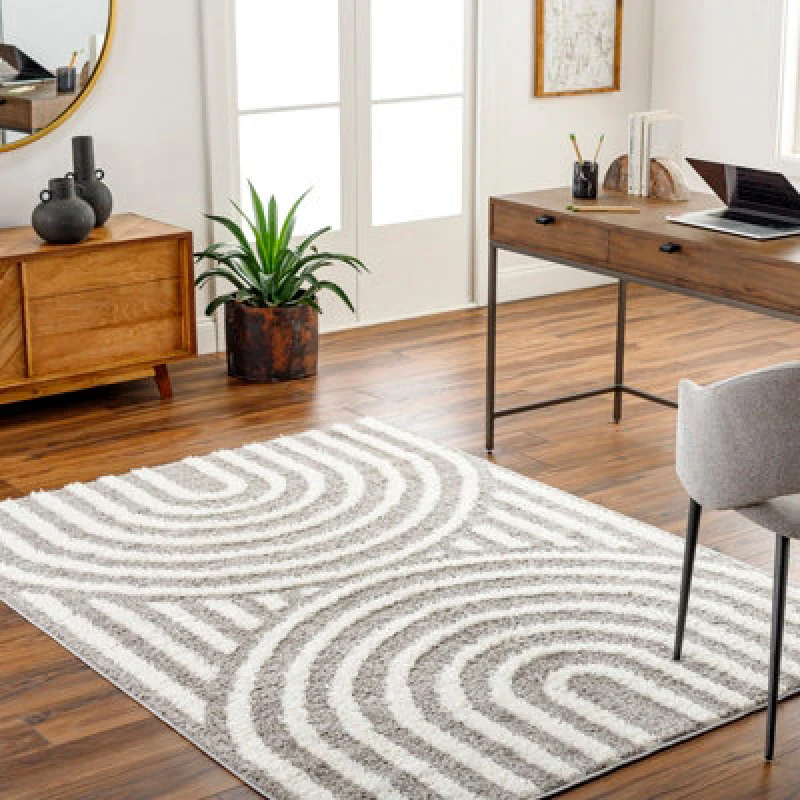 Image of Livabliss Shaggy Modern Plush Pile Charcoal Marava Area Rug 160 X 213cm - Easy Care, Non Shedding, Ideal For Living Room & Bedroom