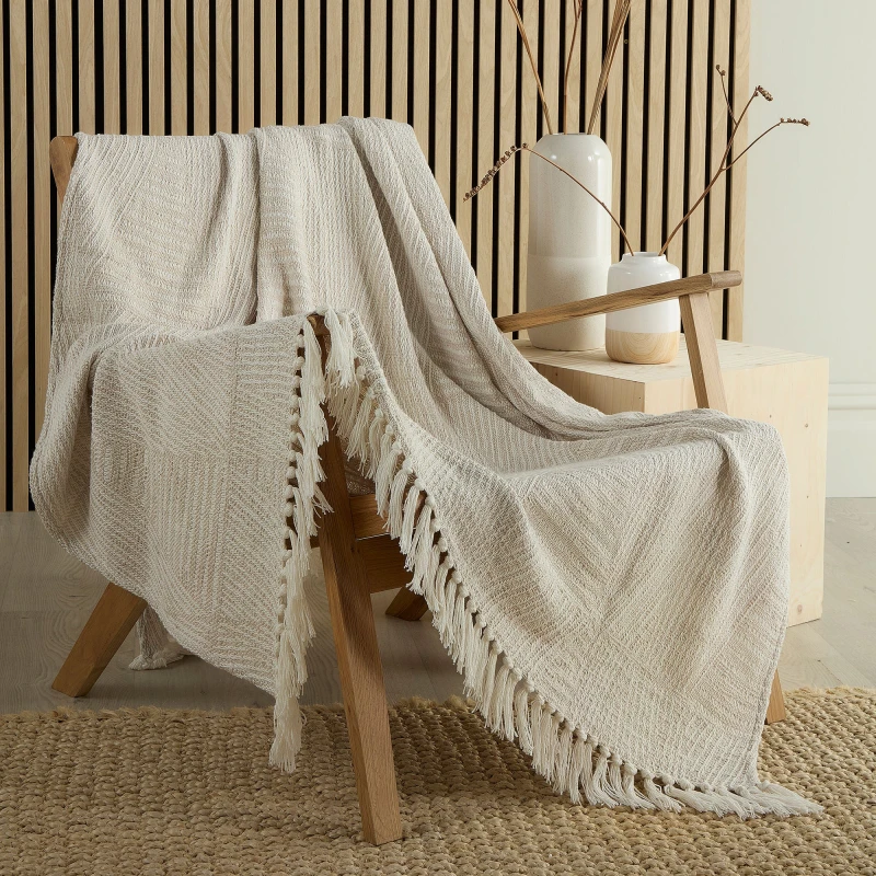 Image of Appletree Myan Textured Geometric Throw 130cm x 180cm Natural