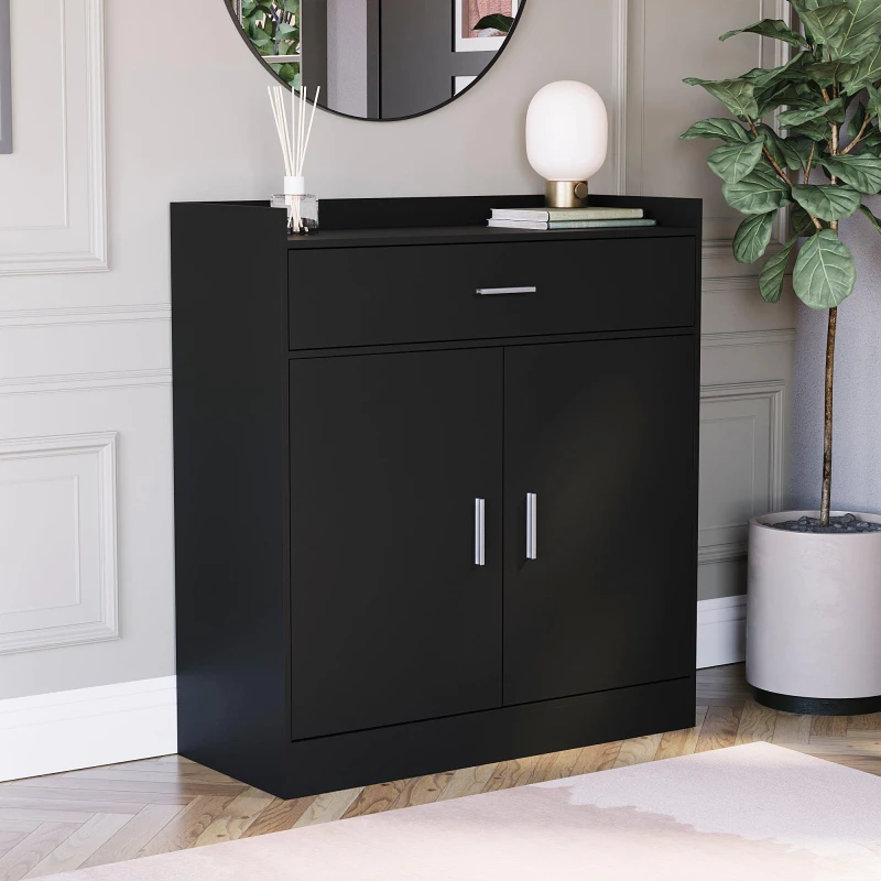 Image of Lassic Vida Designs Dalby 2 Door 1 Drawer Shoe Cabinet Black unisex One Size
