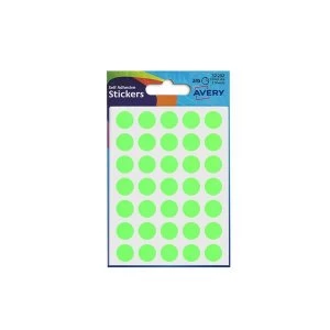 Image of Avery 13mm Self Adhesive Dot Stickers Neon Green 245 Labels CardsPackage