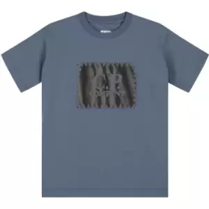 Image of CP COMPANY BoyS Stitch Logo T Shirt - Blue