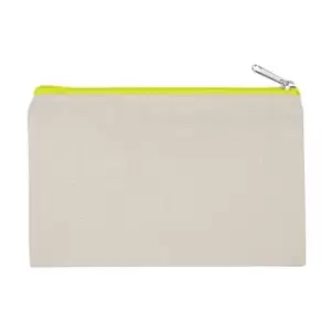 Image of Kimood Small Cotton Canvas Pouch (One Size) (Natural/Fluorescent Yellow) - Natural/Fluorescent Yellow