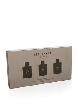 Image of Ted Baker Tonics 3 Piece Mini Gift Set Cu Copper 12.5ml Eau de Toilette, Ag Silver 12.5ml Eau de Toilette, Au Gold 12.5ml Eau de Toilette for Him