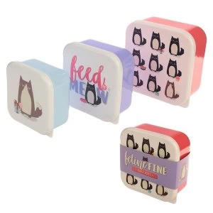 Image of Fun Cat Design Set of 3 Plastic Lunch Boxes