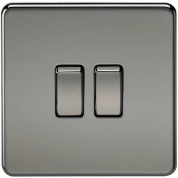 Image of KnightsBridge 10A 2G 2 Way 230V Screwless Black Nickel Electric Wall Plate Switch