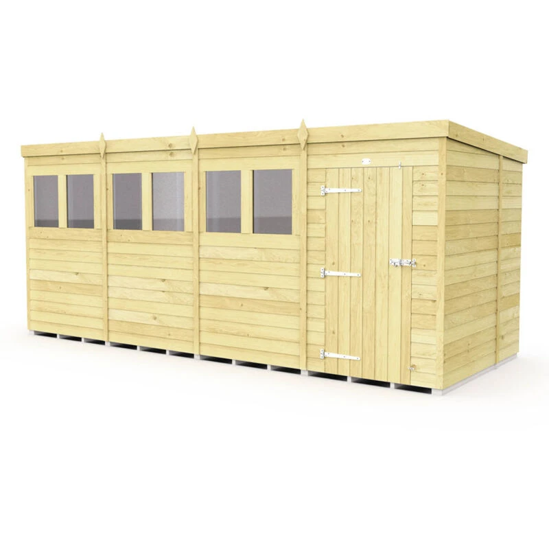 Image of Flat Pack Sheds DIY Sheds 16 x 7 Pent Shed, Brown 16X7PFF