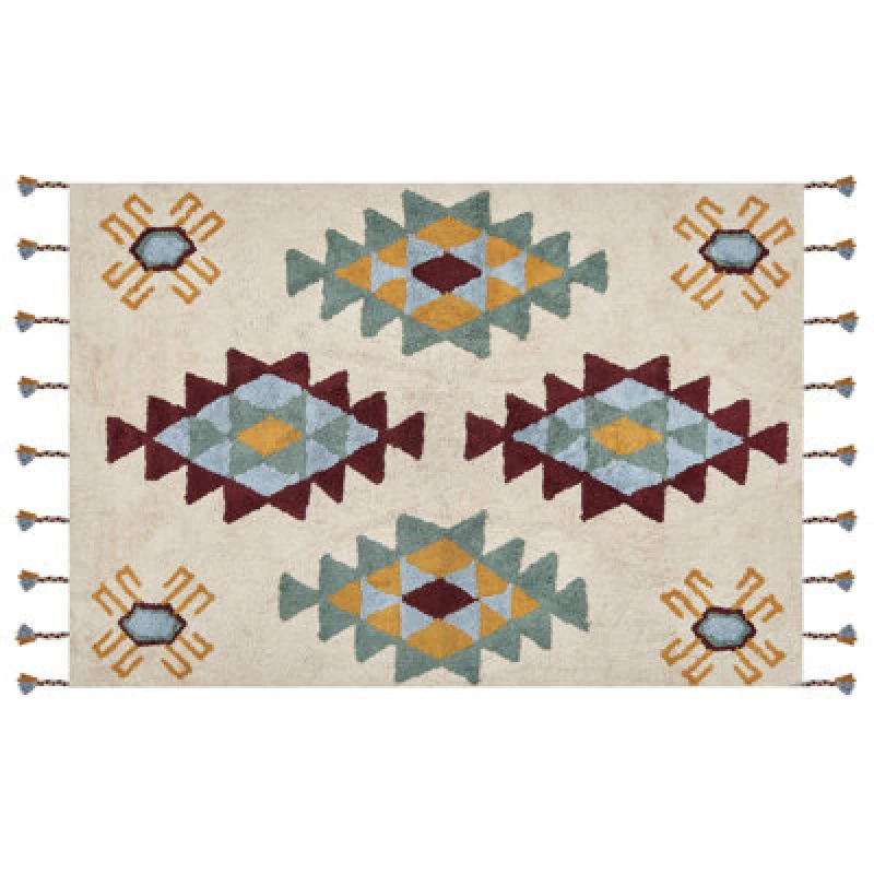 Image of Beliani Rug Duzce Beige 160 X 230 Cm Cotton