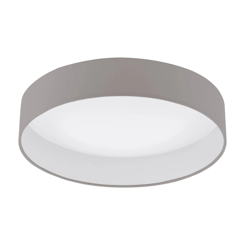 Image of Loops Flush Ceiling Light Colour White Shade Taupe Fabric Bulb LED 18W Included White