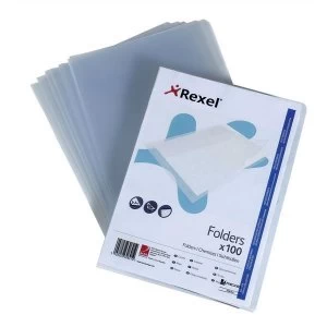 Image of Rexel Superfine A4 Cut Flush Folders Clear - 1 x Pack of 100 Folders