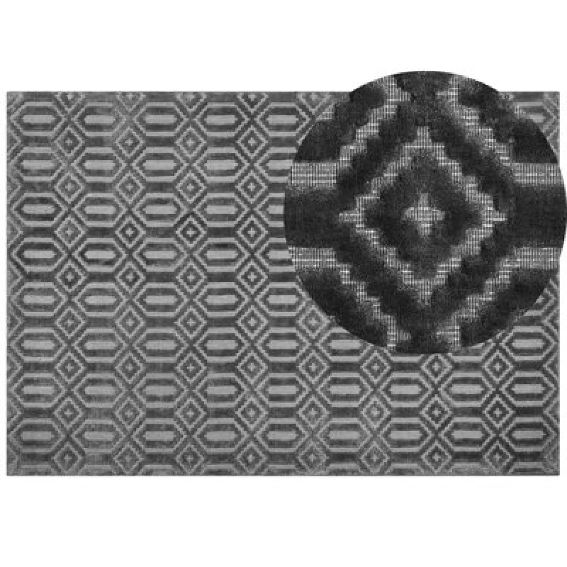 Image of Beliani Rug Adatepe Dark Grey 160 X 230 Cm Viscose