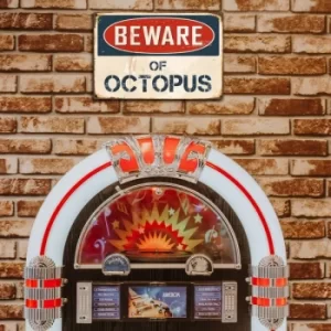 Image of Beware Of Octopus Multicolor Decorative Metal Wall Accessory