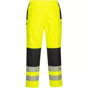 Image of Oxford Weave 300D Class 2 PW3 Hi Vis Womens Waterproof Rain Trousers Yellow / Black S 31"