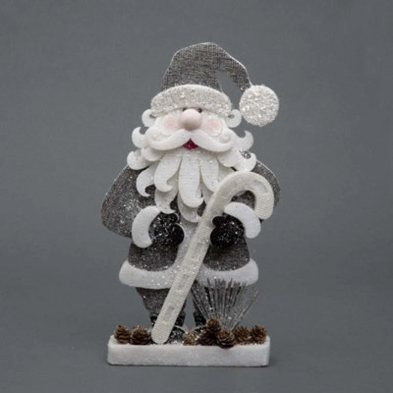 Image of Shatchi 32Cm Grey Santa Christmas Tabletop Figures Glitter Foam Showpiece Decorations