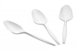 Image of Value Teaspoons Plastic White (Pack 100)