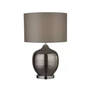 Image of Table Lamp Smoked Ridged with Grey Drum Shade