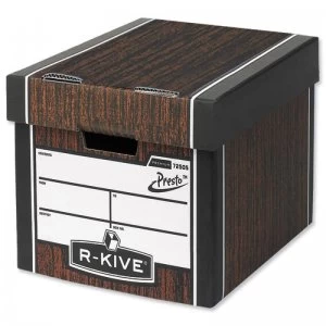 Image of Fellowes R-Kive Premium Presto Tall Storage Box Woodgrain - 10 Pack