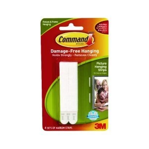 Image of 3M Command Narrow Picture Hanging Strips White Pack of 4 17207