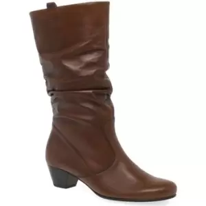 Image of Gabor Rachel Leather Wide Fitting Boots womens High Boots in Brown,4.5,5.5,6,7