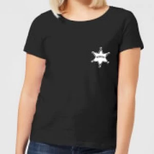 Image of Toy Story Sheriff Woody Badge Womens T-Shirt - Black - S