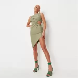 Image of Missguided Petite Co Side Asym Midi Dress - Green