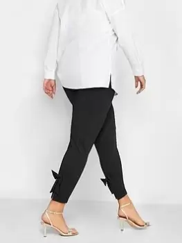 Image of Yours Bow Back Tapered Trouser - Black, Size 26-28, Women