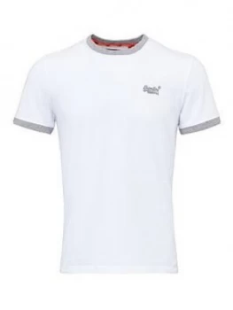 Image of Superdry Orange Label Ringer T-Shirt, White Size M Men