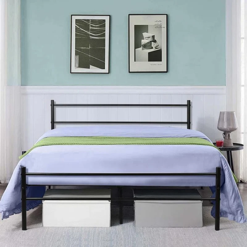 Image of House of Home Extra Strong Double Metal Bed Frame In Black - Improved