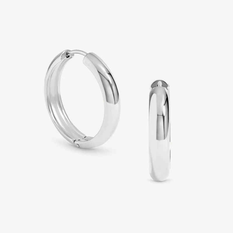 Image of Jon Richard Womens Waterproof Platinum Plated Medium Flat Surface Hoop Earrings in Silver Silver Female One Size