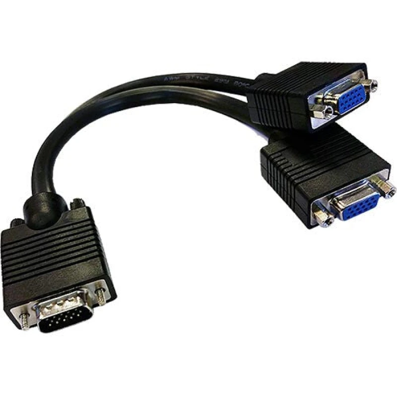 Image of Cablenet Cablenet 20cm SVGA Male - 2 x SVGA Female Black Cable Splitter 24-2980