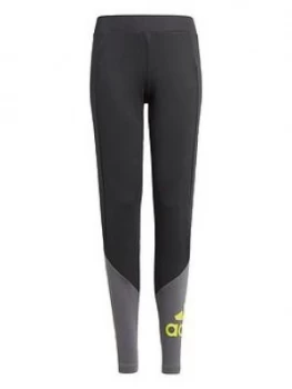 Image of adidas Girls Junior Tight - Black/Grey, Size 7-8 Years, Women