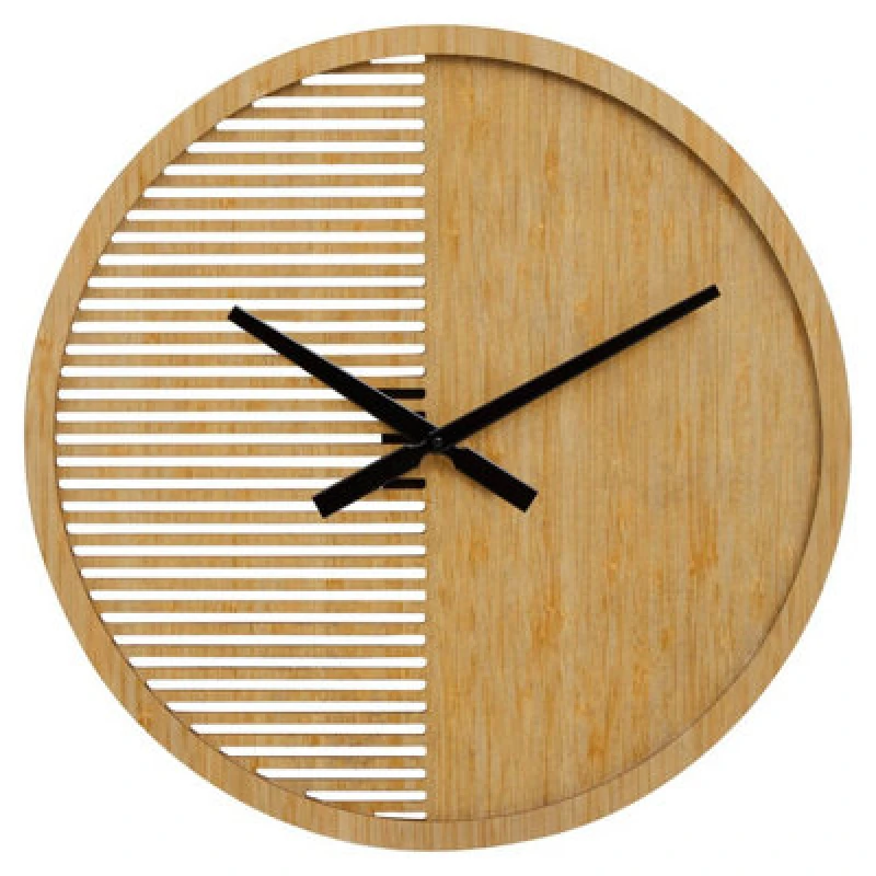 Image of Orsina Easily Maintained Large Wooden Wall Clock, Large Wood Dial Clock In Kitchen, Contemporary Large Wall Clock