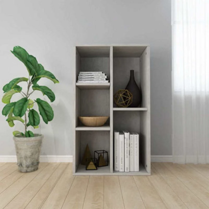 Image of vidaXL Book Cabinet/Sideboard Concrete Grey Engineered Wood Indoor Bookshelf