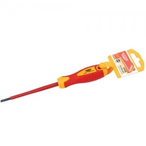 Image of Draper 100x4mm VDE Plain Slot Soft Grip Screwdriver