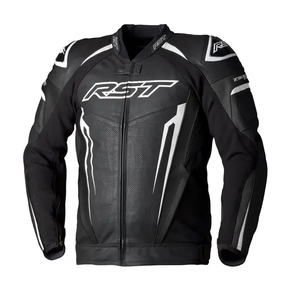 Image of RST Tractech Evo 5 Leather Jacket Black White Black Size 54