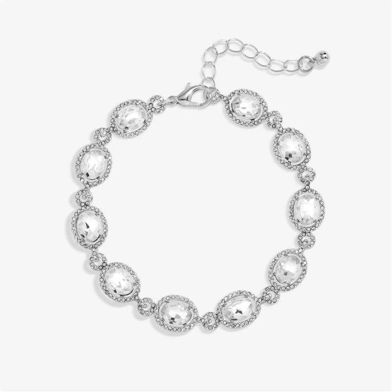 Image of Jon Richard Silver Plated Crystal Halo Bracelet Silver