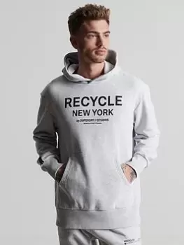 Image of Superdry Studios Recycled City Hoodie, Grey Marl, Size S/M, Men