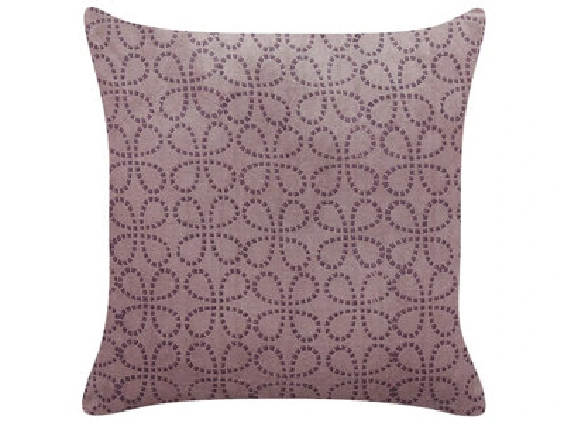 Image of Beliani Throw Cushion Larkspur Velvet 45 X 45cm Pink Geometric Pattern
